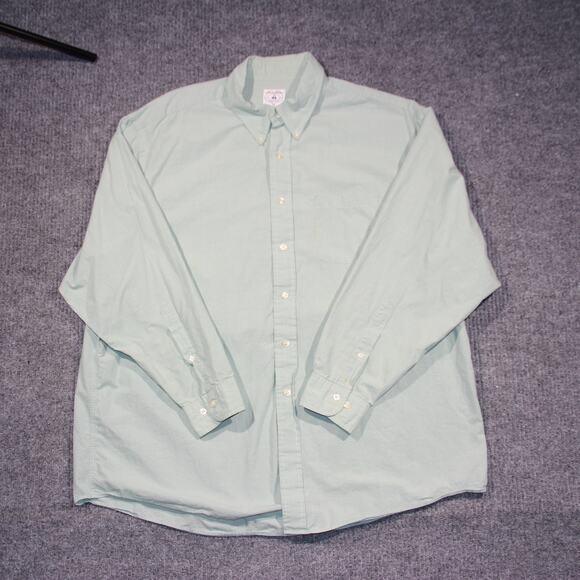 Vintage Brooks Brothers Sport Shirt Mens XL Mint Green Timeless Luxury Pin Check - Picture 2 of 7